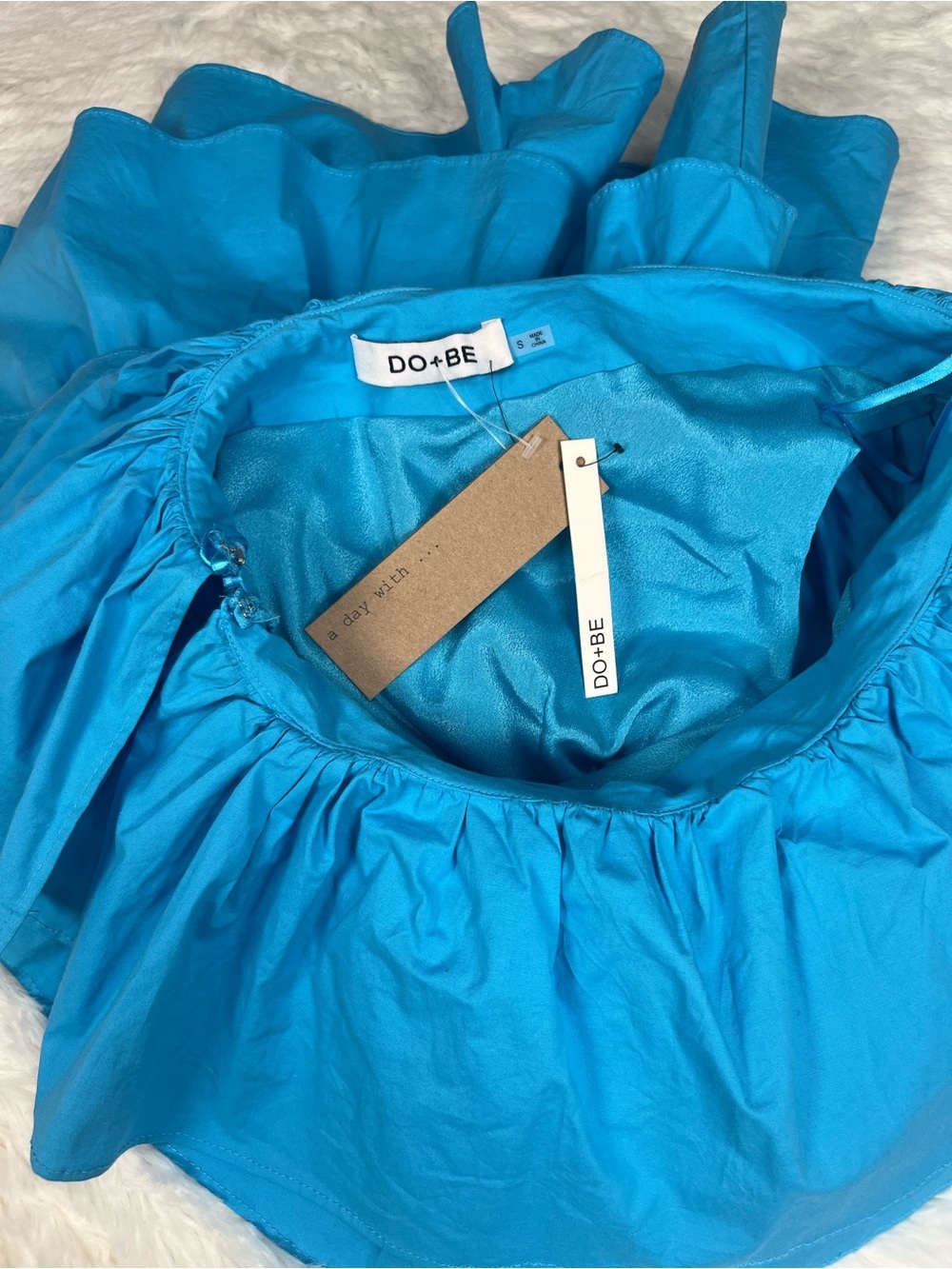 Do+Be One Shoulder Ruffle Romper In Ocean Blue Size Small NWT - Picture 5 of 9